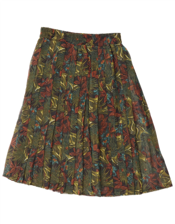 Fustă plisată Vintage pentru femei Medium W32 Verde Floral