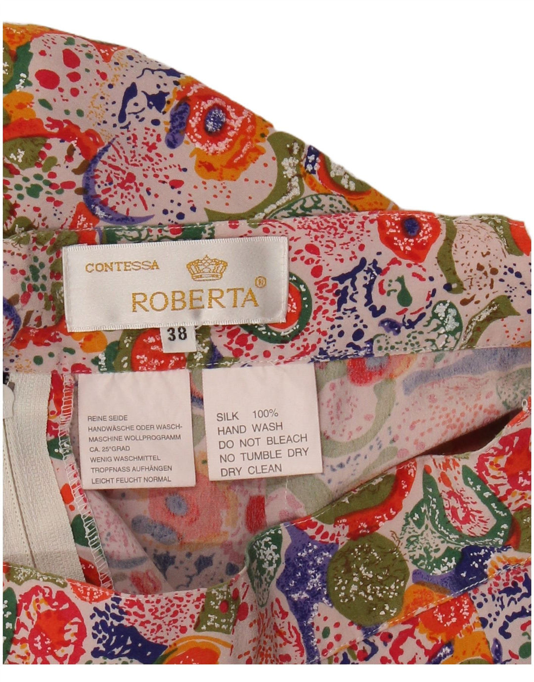 Fusta Dreaptă Vintage Femei EU 38 Medium W28 Mătase Florală Multicoloră