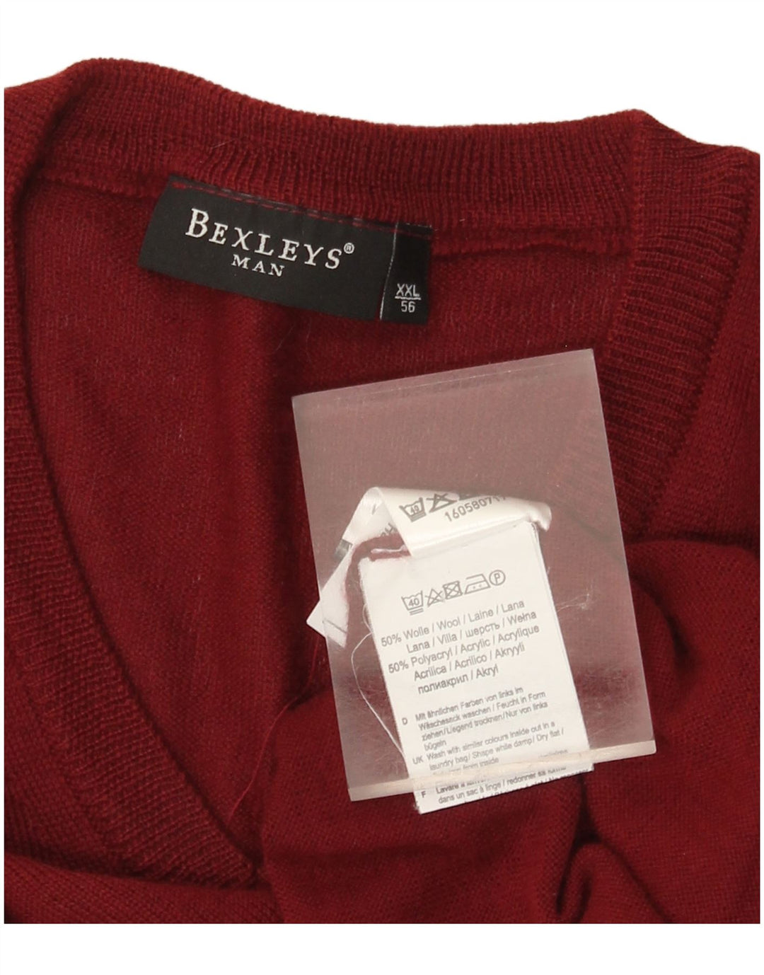BEXLEYS Pulover cu decolteu în V pentru bărbați IT 56 2XL Lână Bordeaux