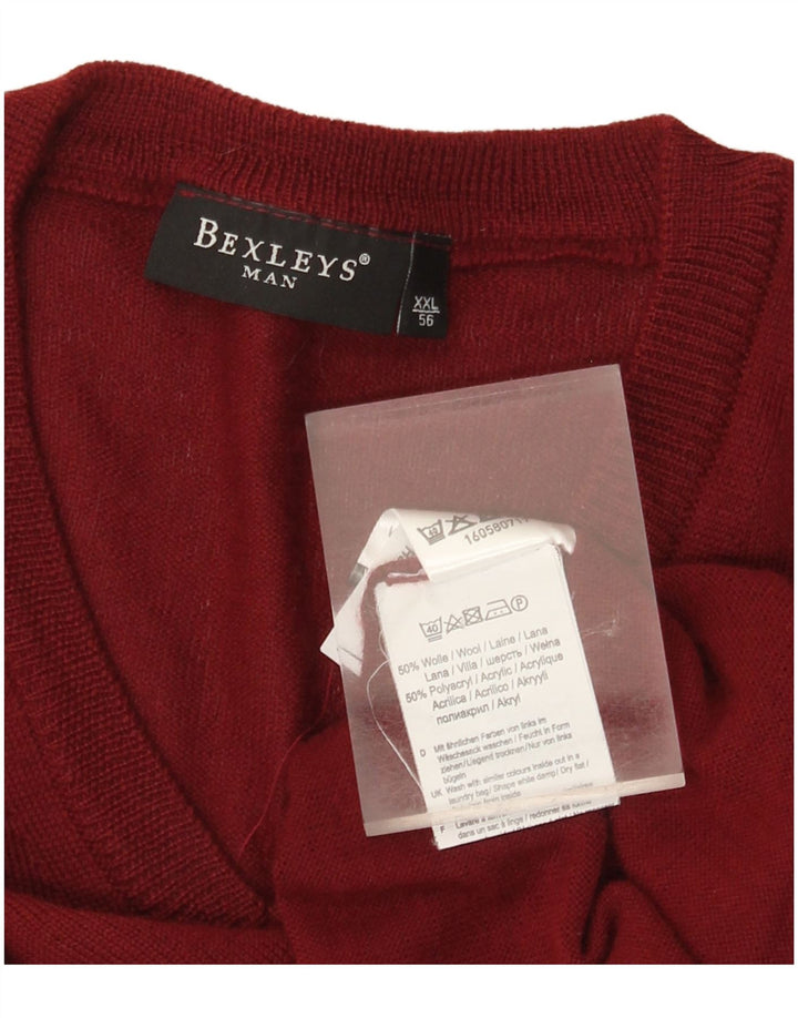 BEXLEYS Pulover cu decolteu în V pentru bărbați IT 56 2XL Lână Bordeaux