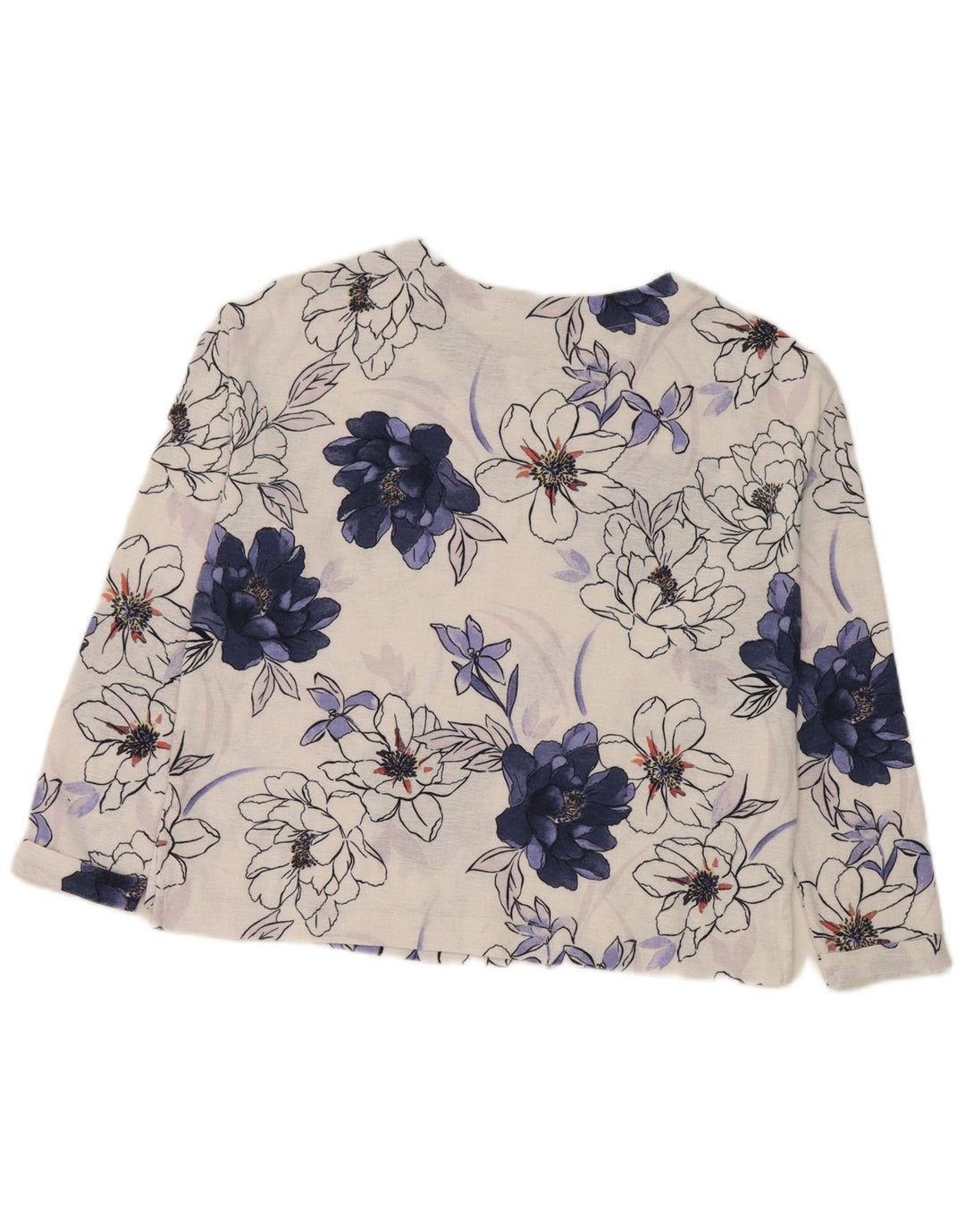Marks & Spencer Top supradimensionat pentru femei cu mânecă lungă UK 8, mic, alb, floral