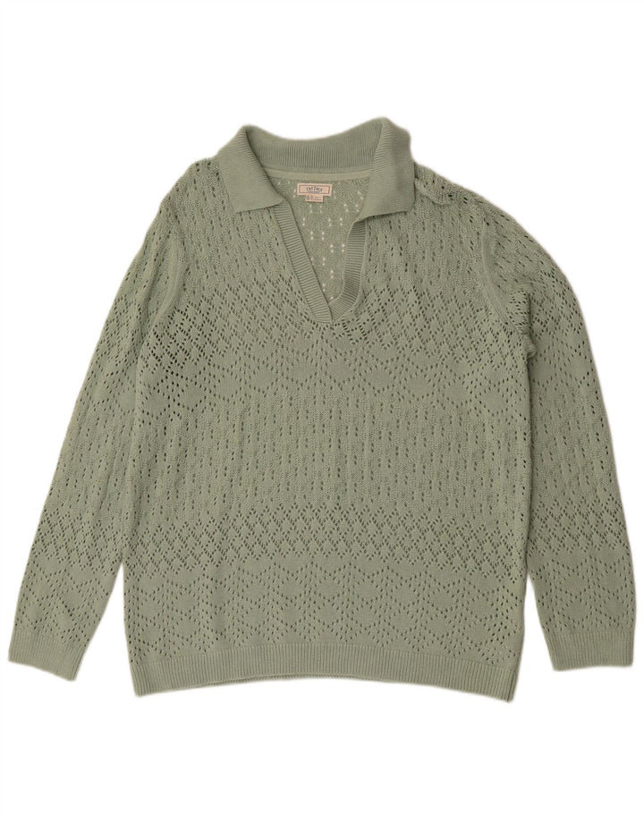 Pulover cu gât polo supradimensionat pentru femei Fat Face UK 16 mare verde