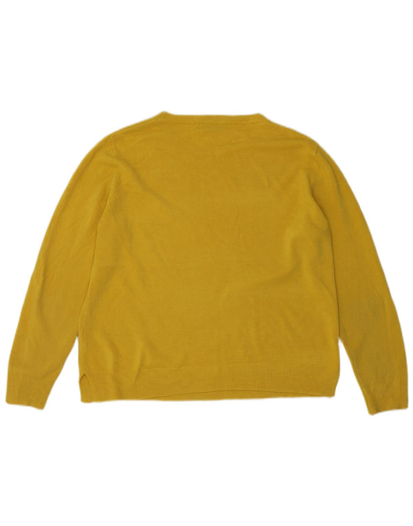 Pulover pentru femei Marks & Spencer cu decolteu triplu UK 16, mare, galben acrilic