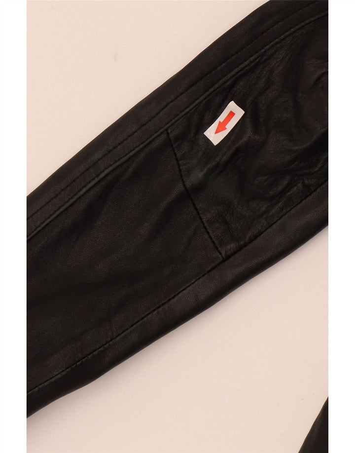 Jachetă de piele crop pentru femei Astrid & Viola UK 8 Mic din piele neagră