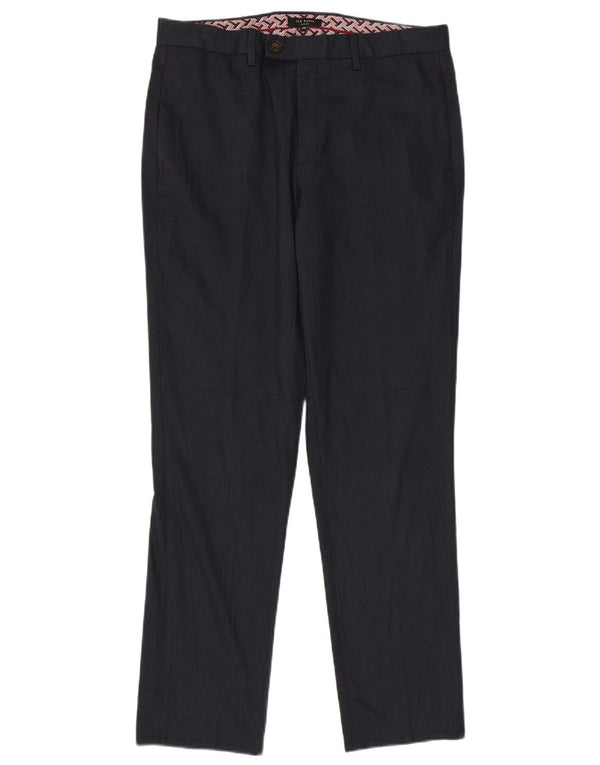 Ted Baker Pantaloni de costum drepți London pentru bărbați L34 L31 Poliester bleumarin