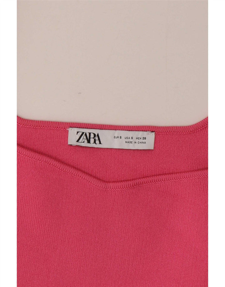 Top crop pentru femei Zara UK 8, mic, roz, poliester