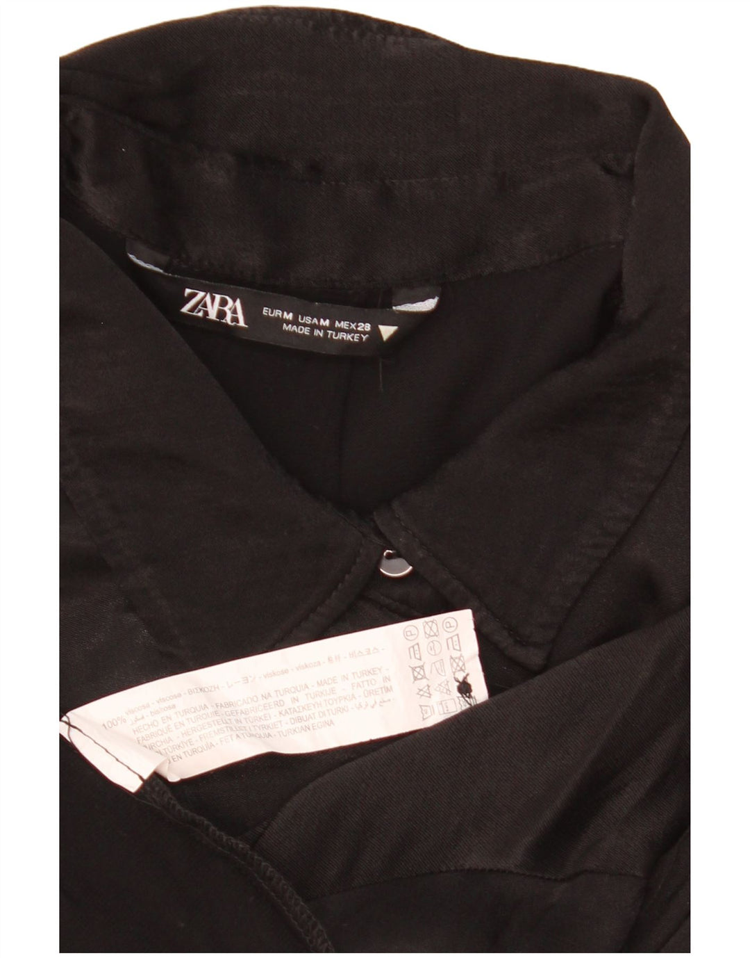 Bluză cămașă cu mânecă scurtă supradimensionată pentru femei Zara UK 14 Medium Negru