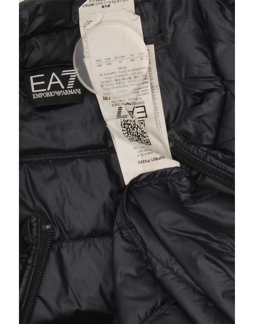 Jachetă căptușită cu grafică pentru bărbați Armani UK 44 2XL Nailon bleumarin