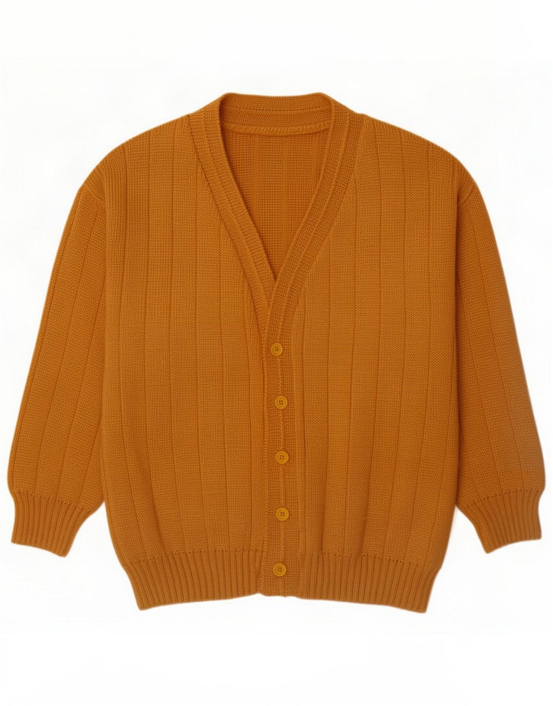 Vintage Mens Cardigan Pulover Medium Yellow