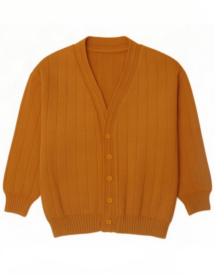 Vintage Mens Cardigan Pulover Medium Yellow