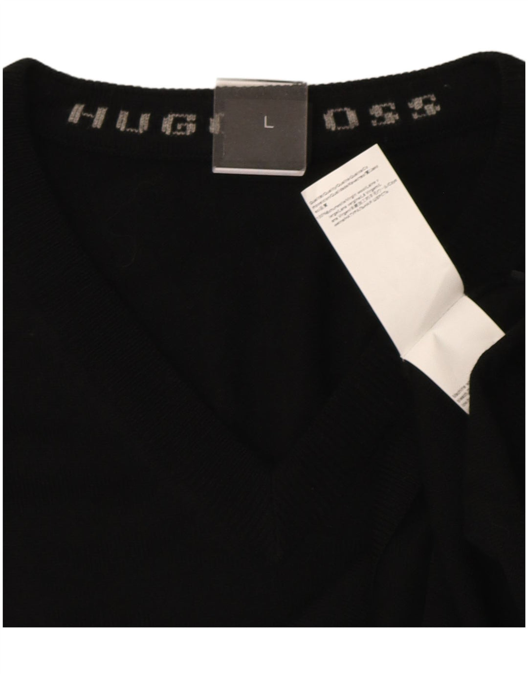 Pulover cu decolteu în V Hugo Boss pentru bărbați, lână neagră mare