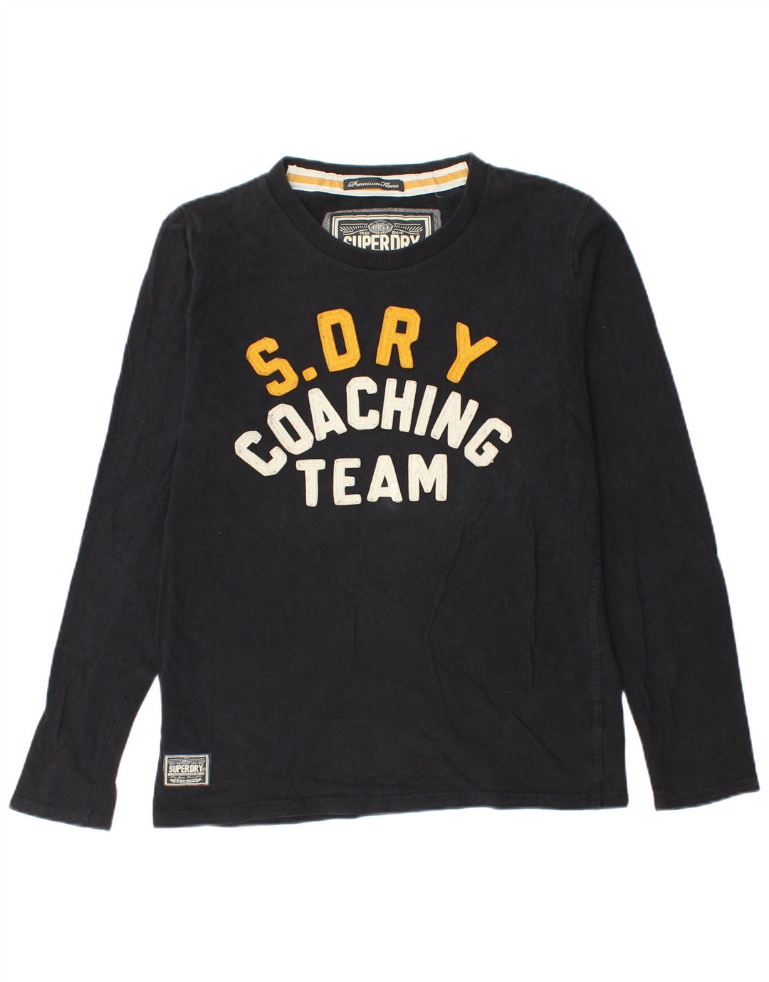 SUPERDRY Top grafic pentru bărbați cu mânecă lungă, mare, negru, bumbac