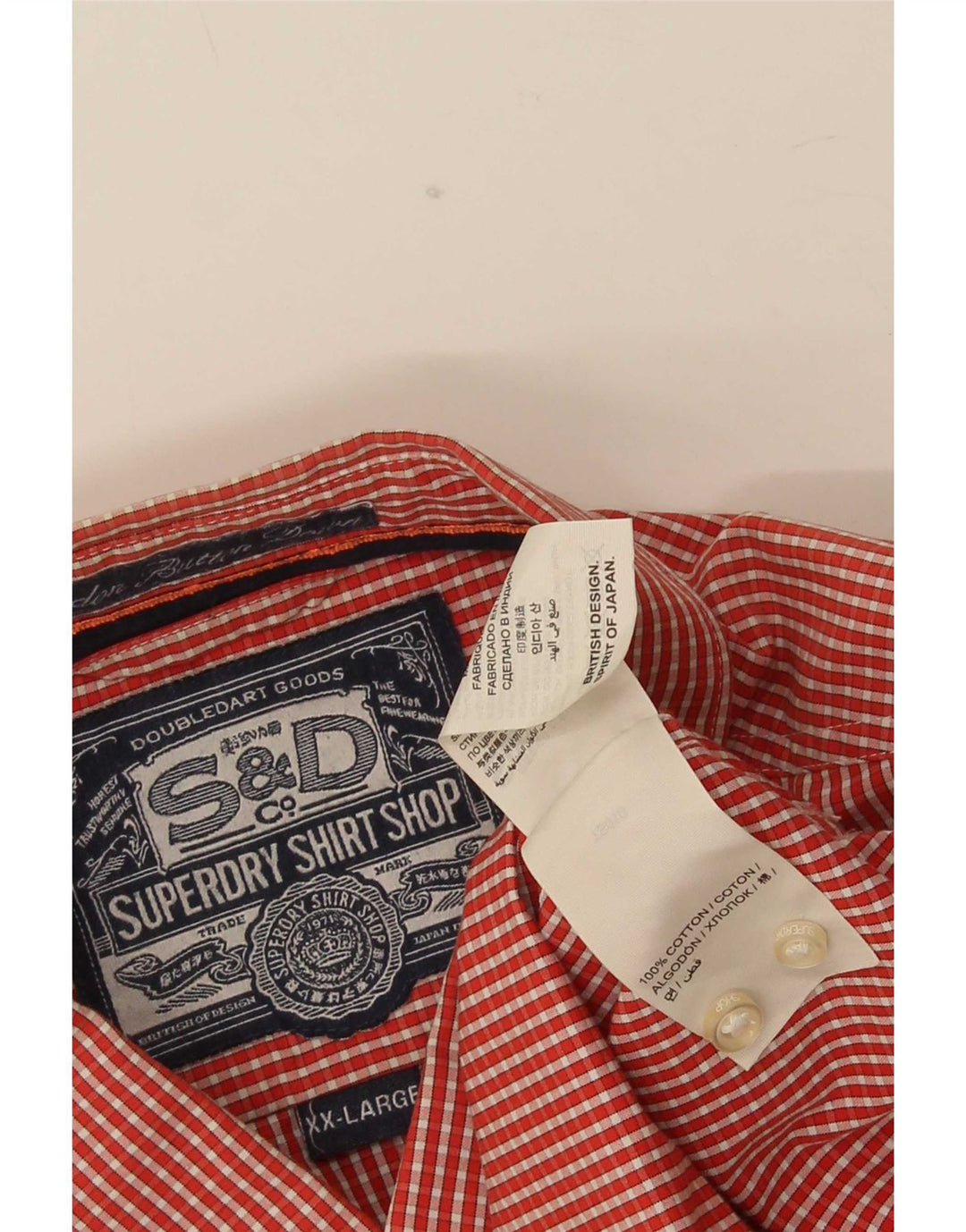 Cămașă pentru bărbați Superdry 2XL, bumbac vichy roșu