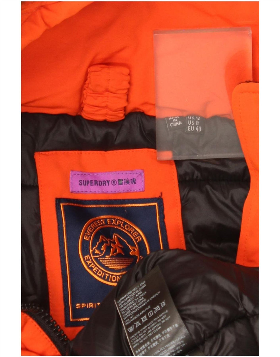 Jachetă de schi cu glugă Superdry pentru femei UK 12 Poliester portocaliu mediu