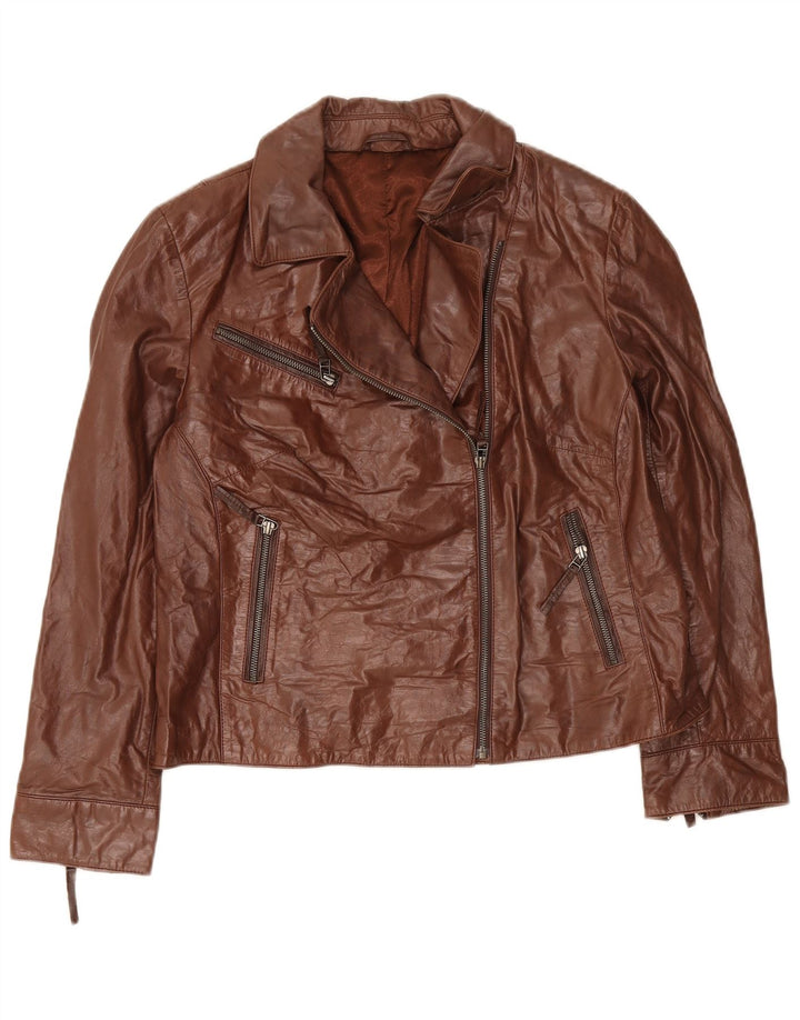 Jachetă de piele pentru femei C & A UK 18 XL maro