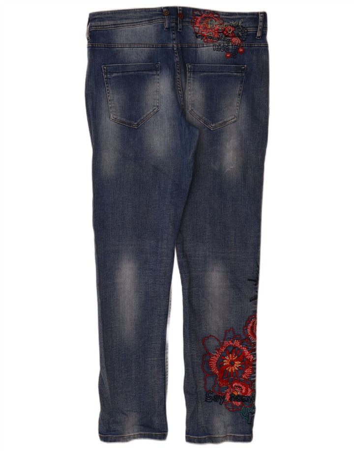Blugi slim pentru femei Desigual W32 L31 poliester floral albastru
