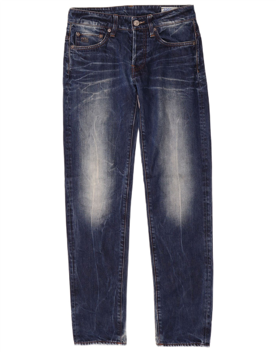 Blugi G-Star 3301 Slim pentru bărbați W28 L32 Bumbac albastru