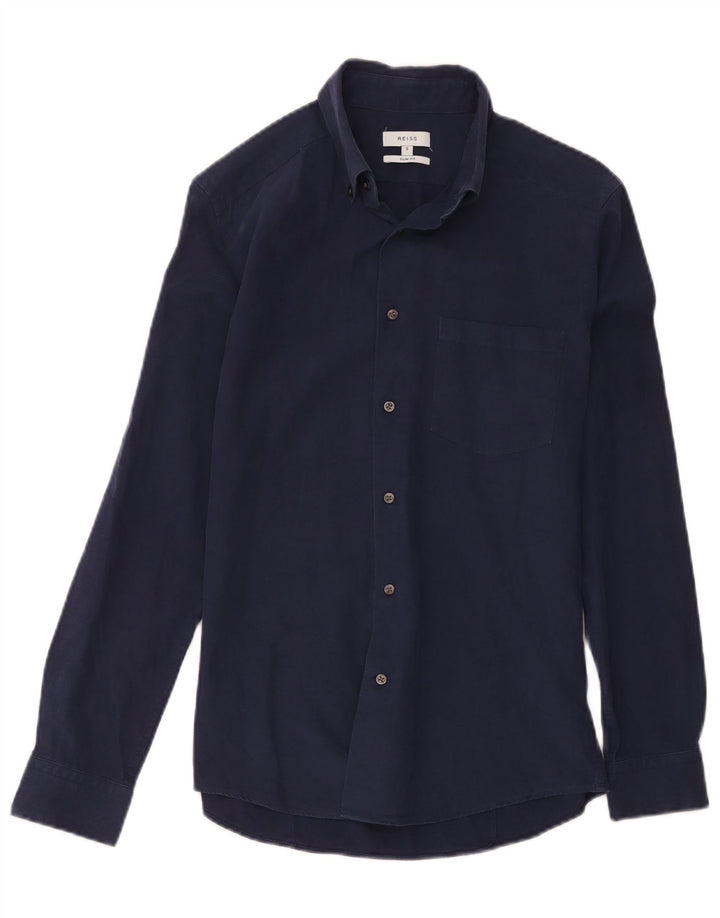 Cămașă pentru bărbați Reiss Slim Fit Mic, bleumarin