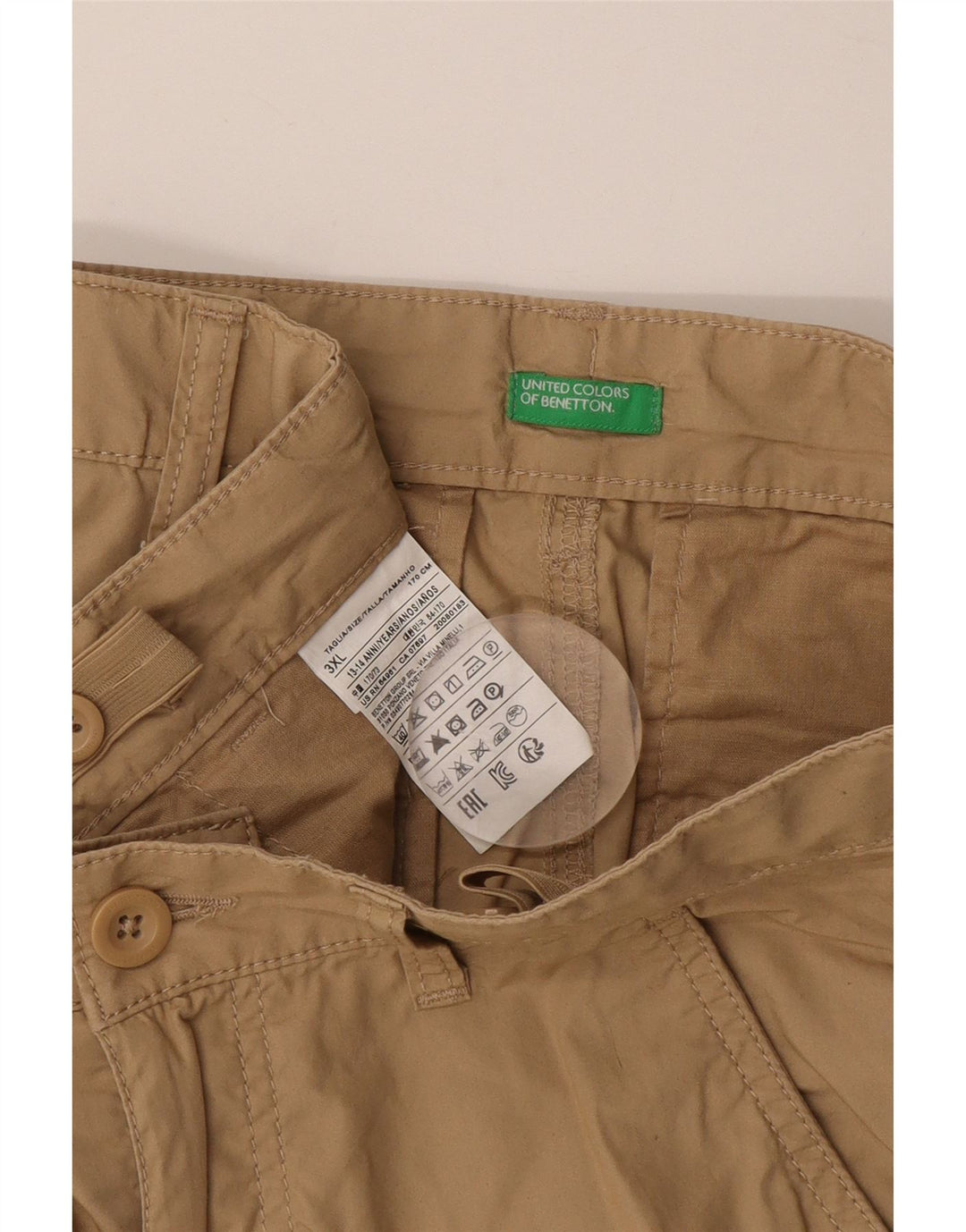 Bermude Benetton pentru băieți 13-14 ani 3XL W30 bej bumbac