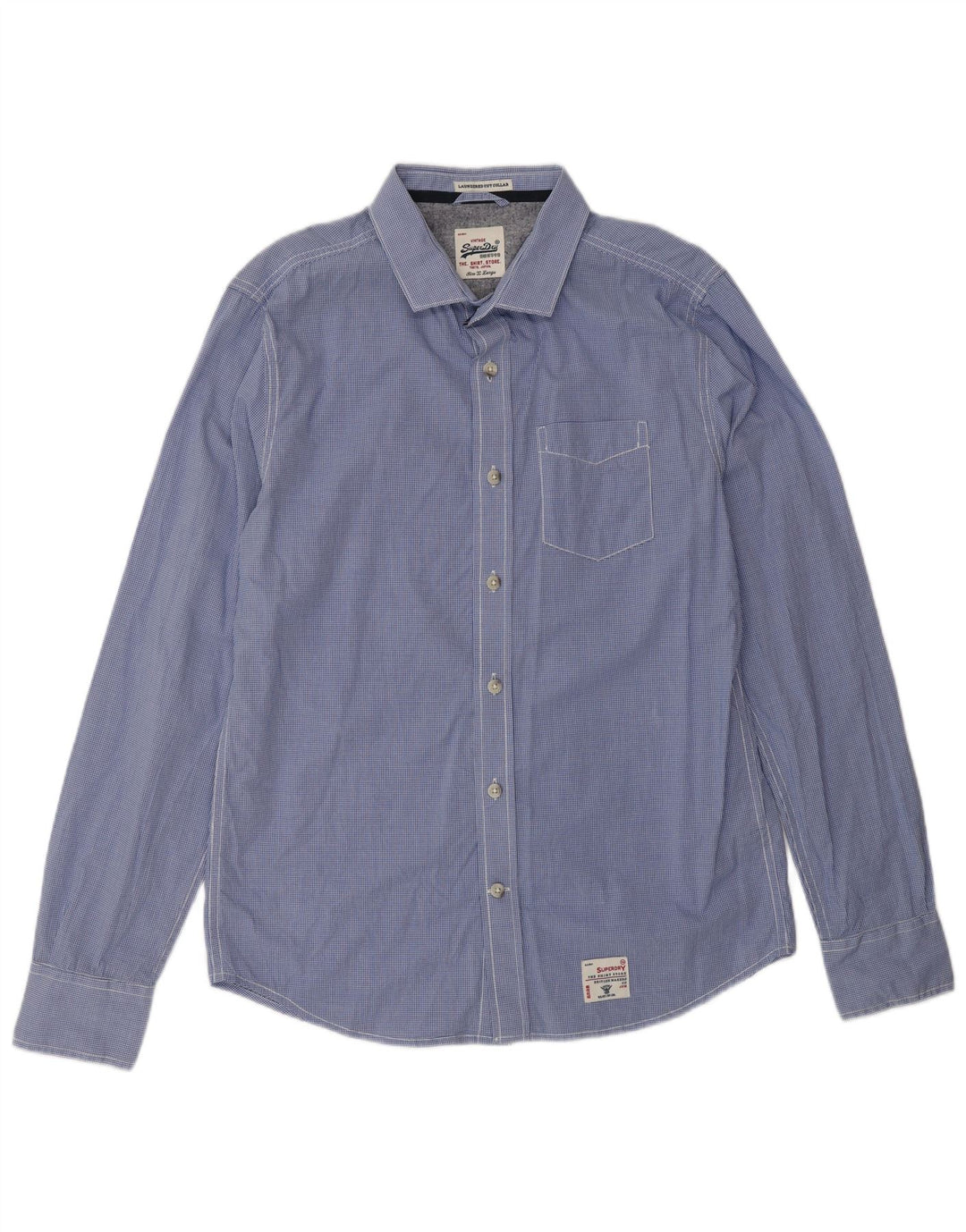 Cămașă pentru bărbați SUPERDRY XL, bumbac vichy albastru