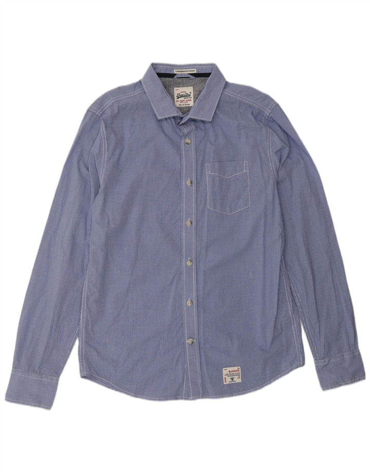 Cămașă pentru bărbați SUPERDRY XL, bumbac vichy albastru
