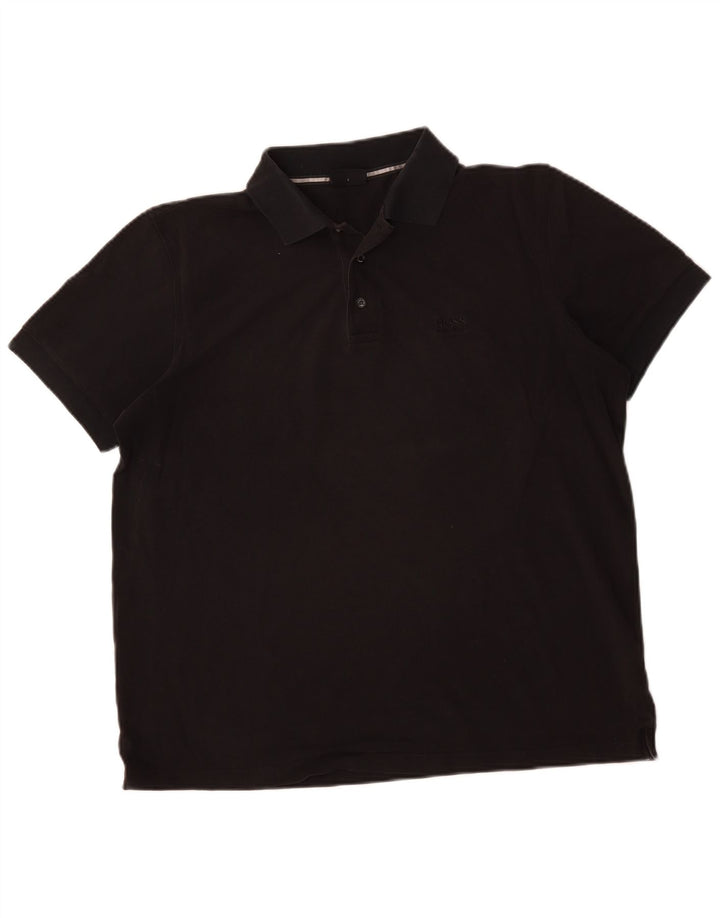 Tricou polo HUGO BOSS pentru bărbați, bumbac negru mare