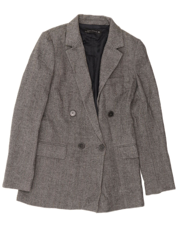 Jachetă Blazer pentru femei Zara, cu două piepturi, UK 10, gri, oase mici