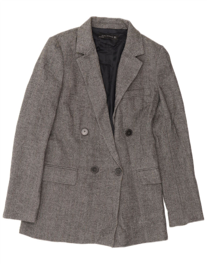 Jachetă Blazer pentru femei Zara, cu două piepturi, UK 10, gri, oase mici