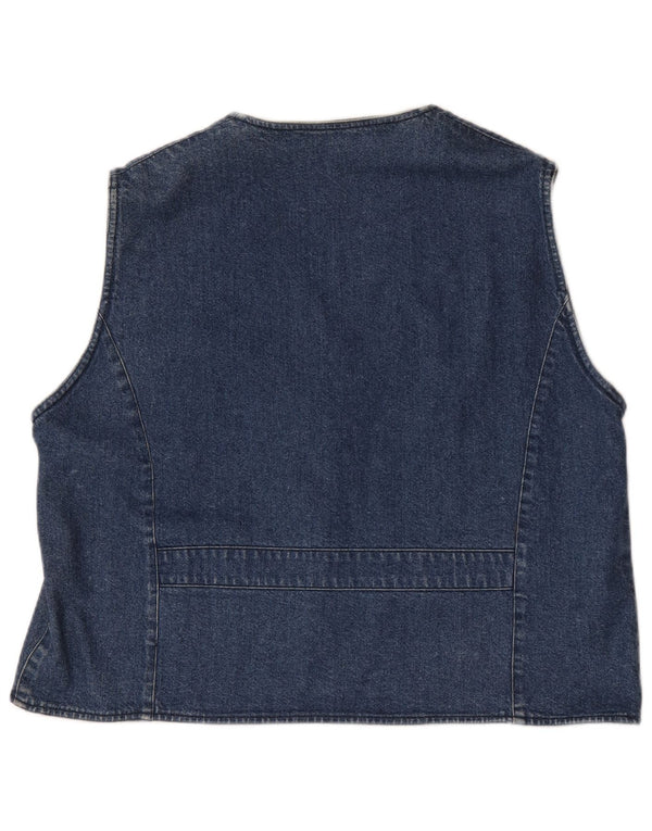 Vestă de blugi vintage pentru femei UK 20 2XL Albastru Floral