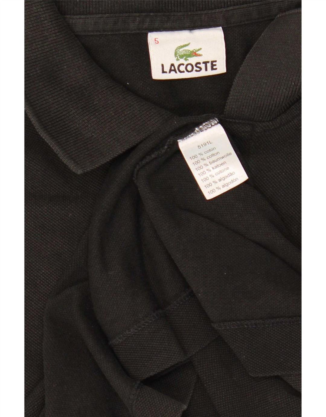 Tricou polo Lacoste pentru bărbați, mărimea 5, mare, negru, bumbac