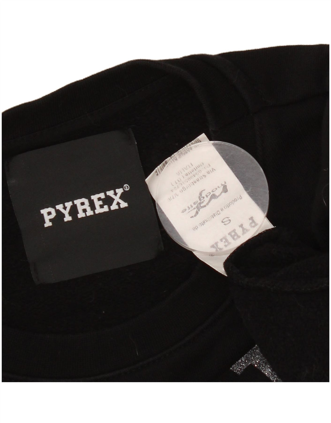 Pulover supradimensionat cu grafic Pyrex pentru femei UK 10 Bumbac negru mic
