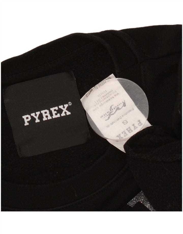 Pulover supradimensionat cu grafic Pyrex pentru femei UK 10 Bumbac negru mic