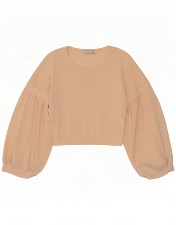 Zara Bluză cu mânecă lungă pentru femei Crop Top UK 10 Small Pink