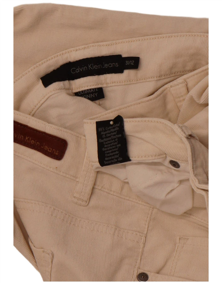 CALVIN KLEIN Pantaloni skinny din velur pentru femei US 12 Large W31 L28 Bej