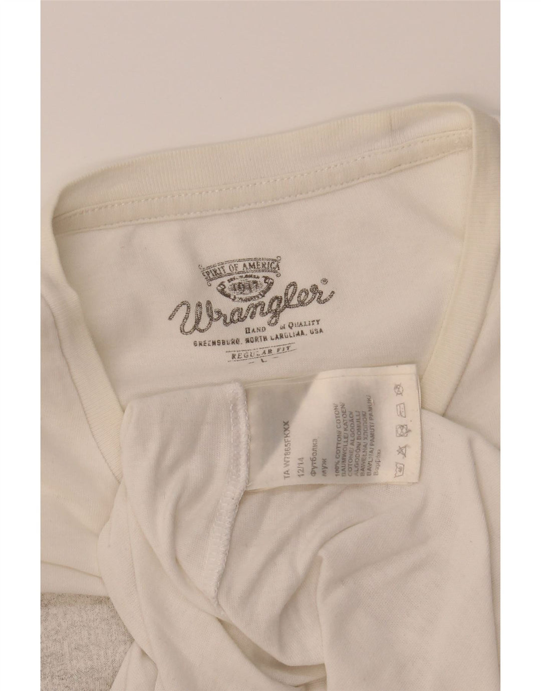 WRANGLER Mens Regular Fit Graphic T-Shirt Top Large White Cotton Vintage Wrangler and Second-Hand Wrangler from Messina Hembry 