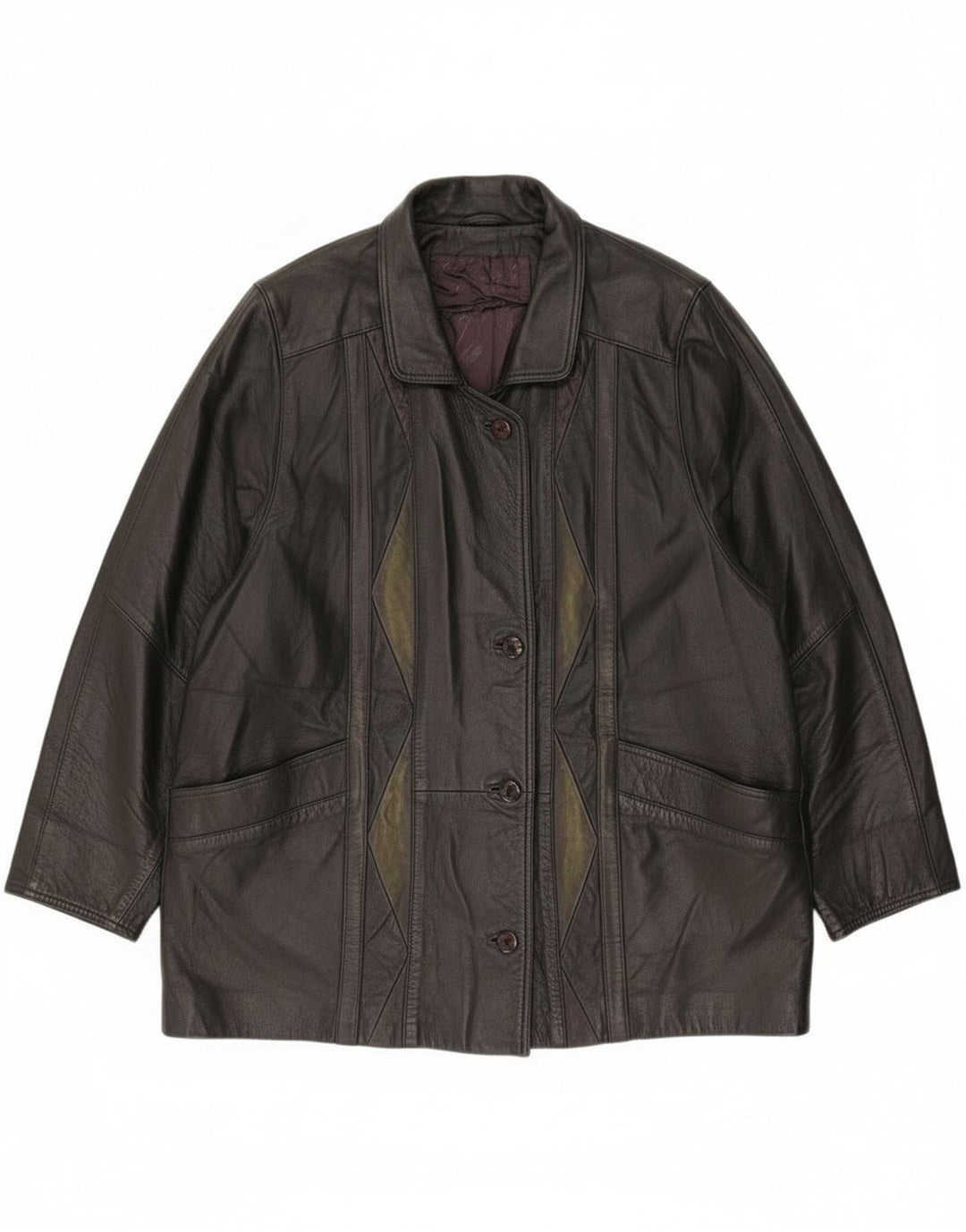 Jachetă de piele vintage pentru femei, cu tăiere largi, EU 46 XL, piele neagră