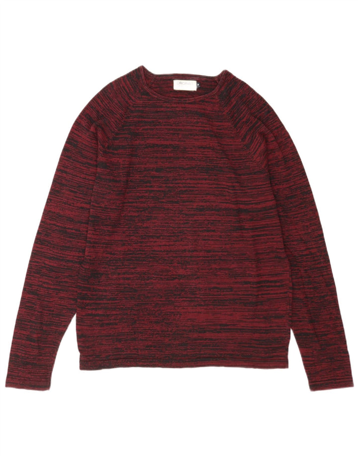 Pulover Jack & Jones pentru bărbați, cu gât roșu, în dungi medii de burgundă
