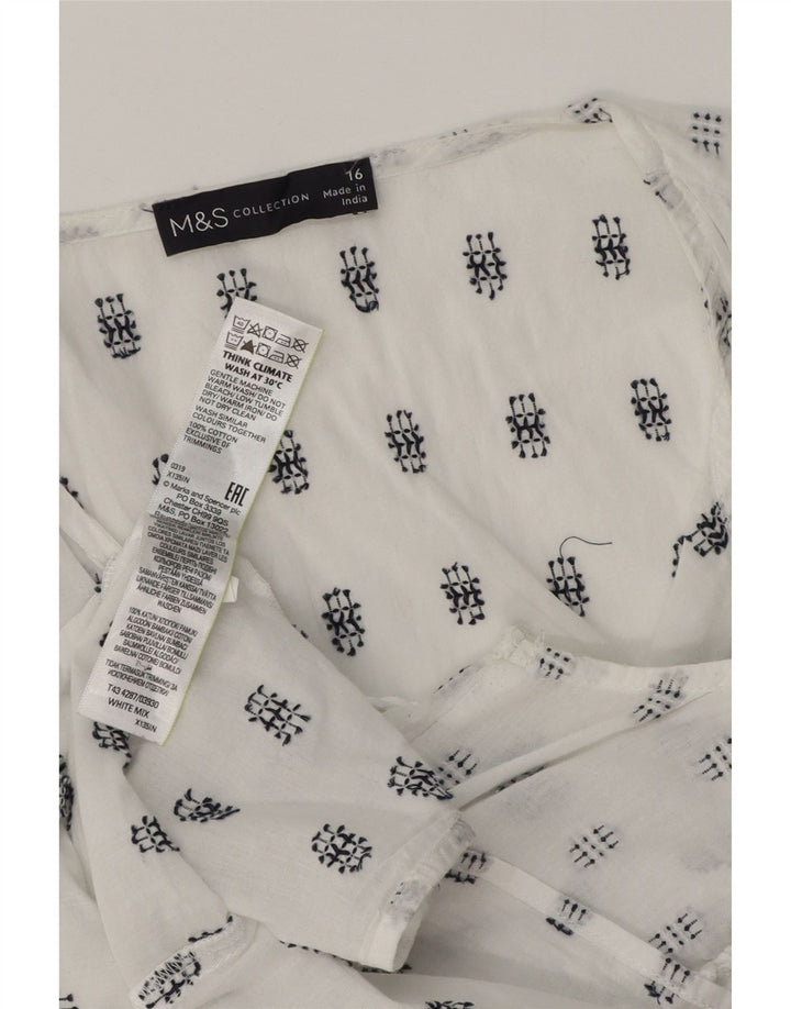 MARKS & SPENCER Bluză fără mâneci pentru femei UK 16 Large White Geometric