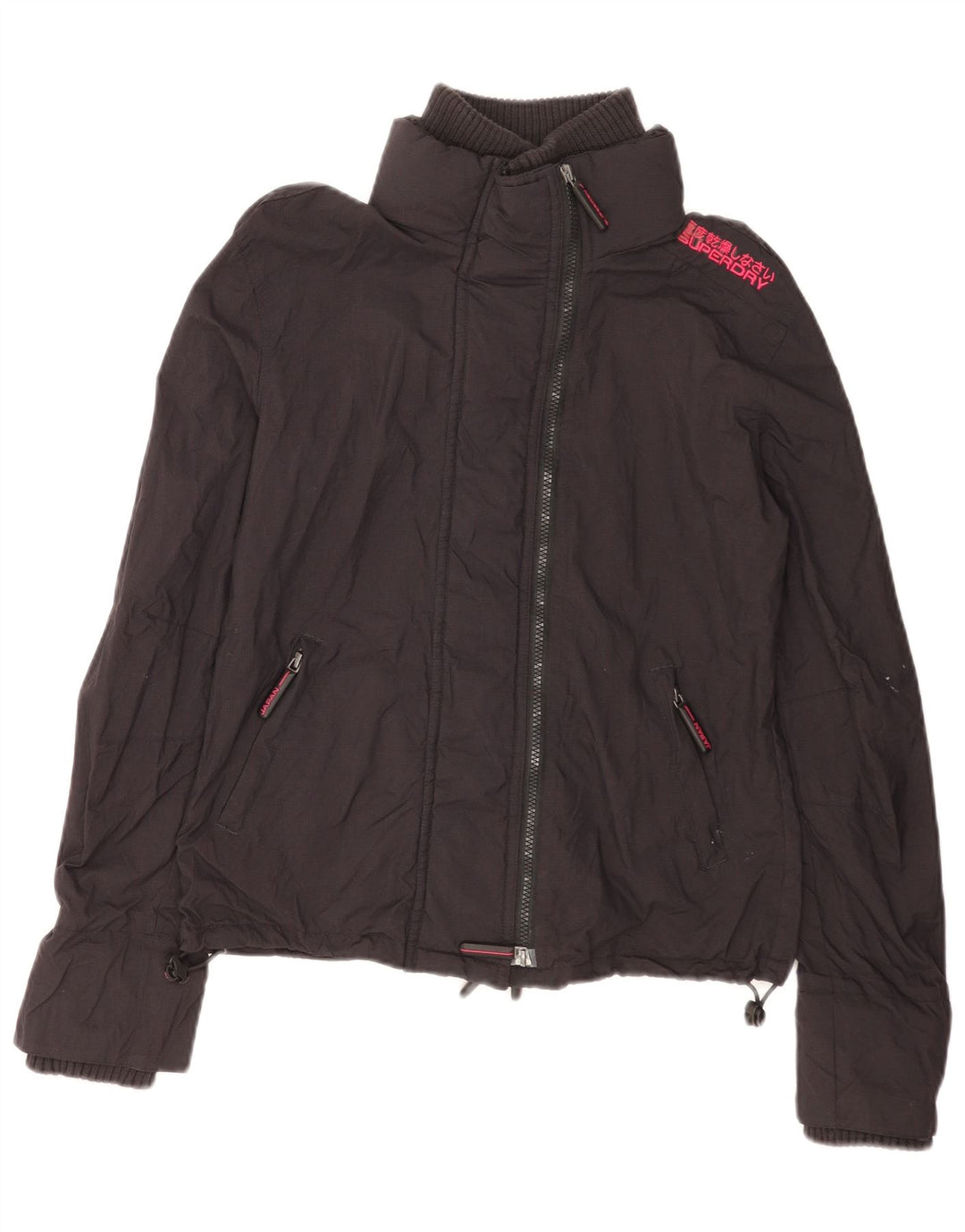 Jachetă Windbreaker cu grafică Superdry pentru femei UK 16, mare, negru, nailon