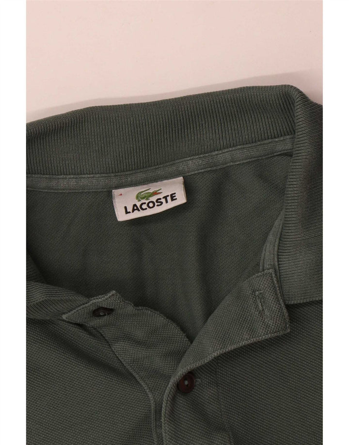 Tricou polo Lacoste pentru bărbați, mărimea 4, bumbac verde mediu