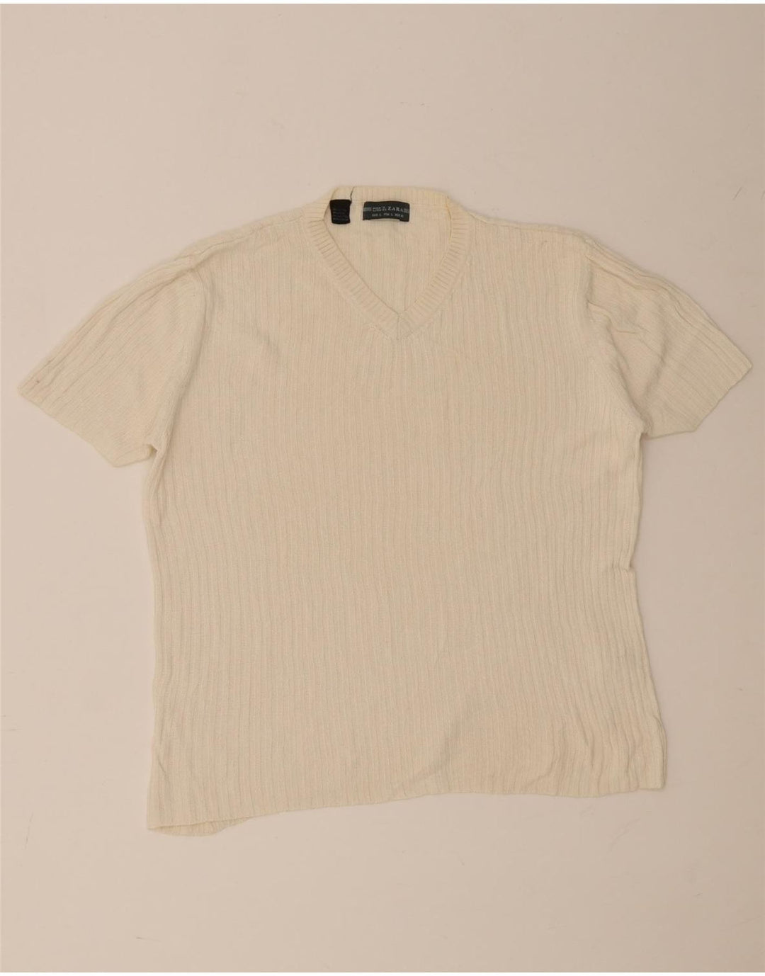 Tricou Bărbați Zara Top Mare Bej Bumbac