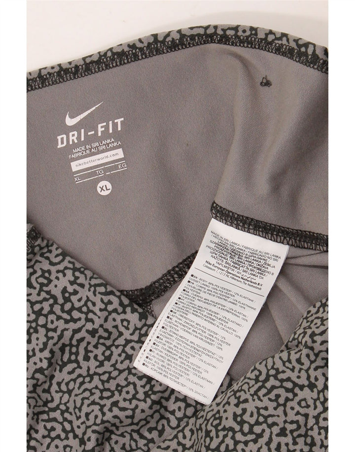 Leggings Dri Fit NIKE pentru femei UK 18 XL, gri, poliester cu imprimeu animal