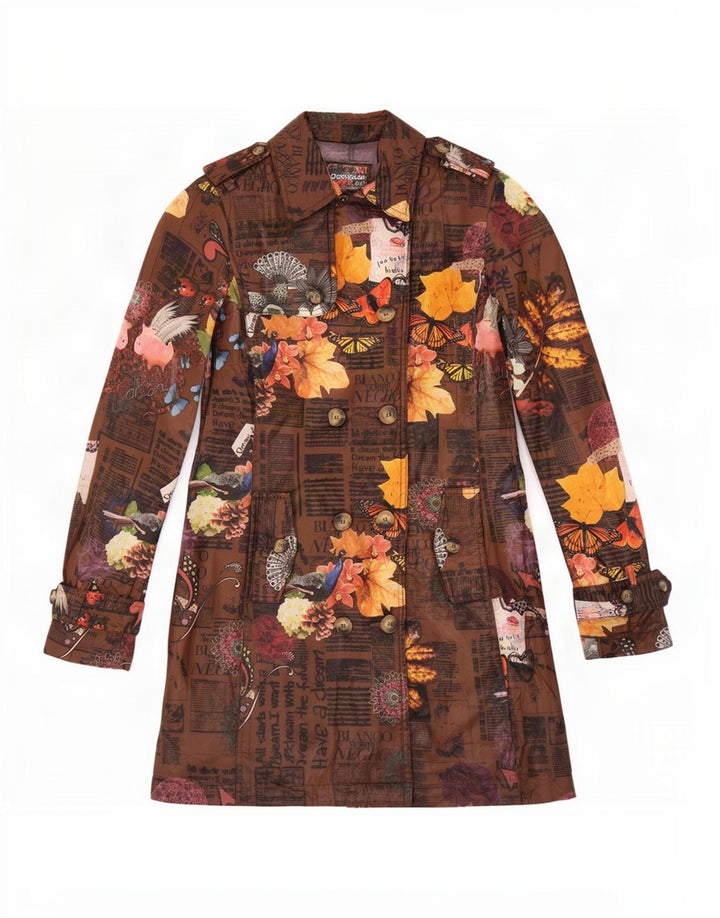 Trenci cu grafic pentru femei Desigual EU 38 Maro Mediu Poliester Floral