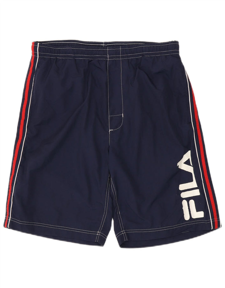 Pantaloni scurți sport cu grafică Fila pentru bărbați, mari, bleumarin, din poliamidă color bloc