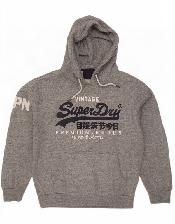 Pulover cu glugă grafic Superdry pentru bărbați XL, bumbac cu pete gri