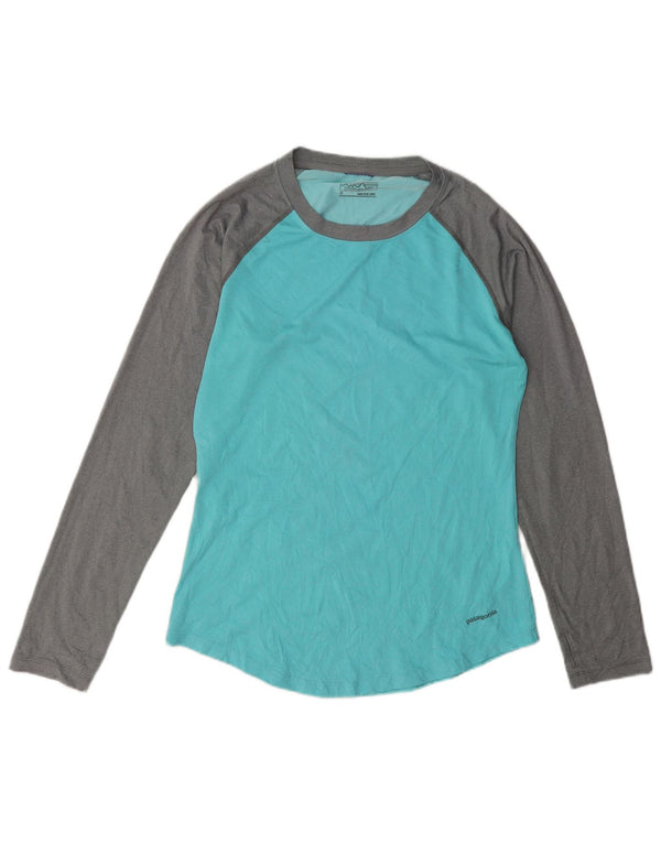 Patagonia Top pentru femei cu mânecă lungă UK 10 Small Turcoaz Colorblock
