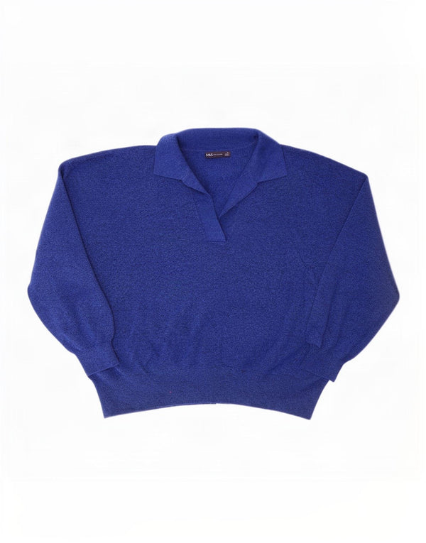 Pulover pentru bărbați Marks & Spencer, cu gât polo, XL, poliester albastru