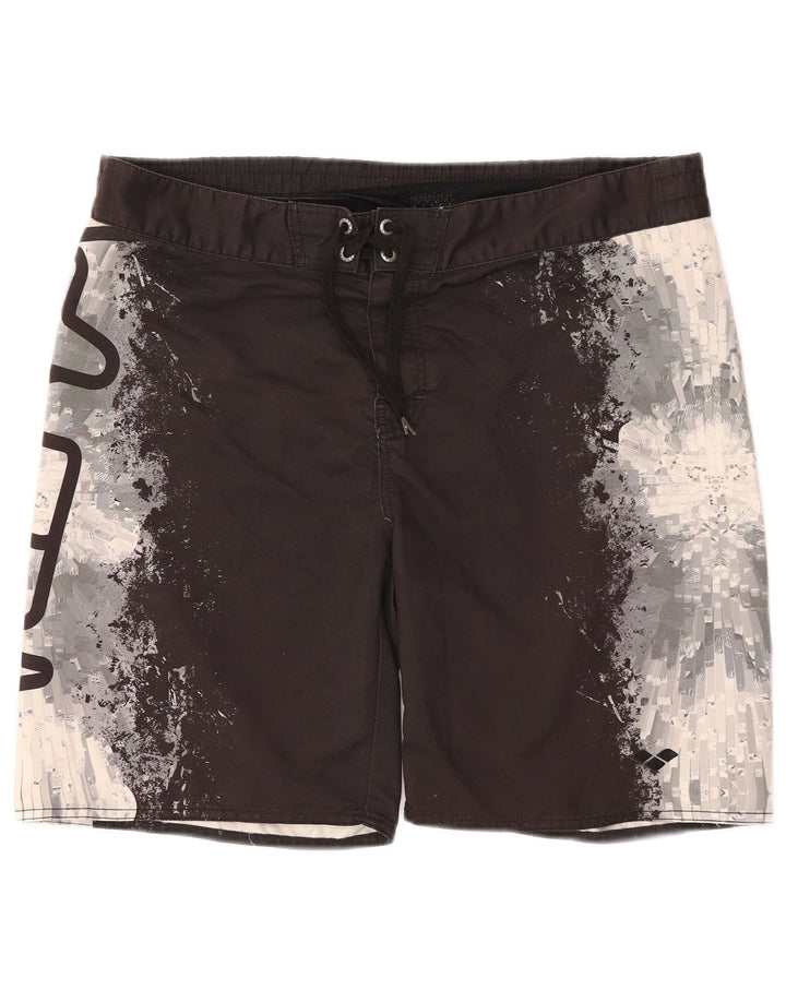 Pantaloni scurți de înot cu grafică pentru bărbați ARENA, poliester color bloc mediu, negru
