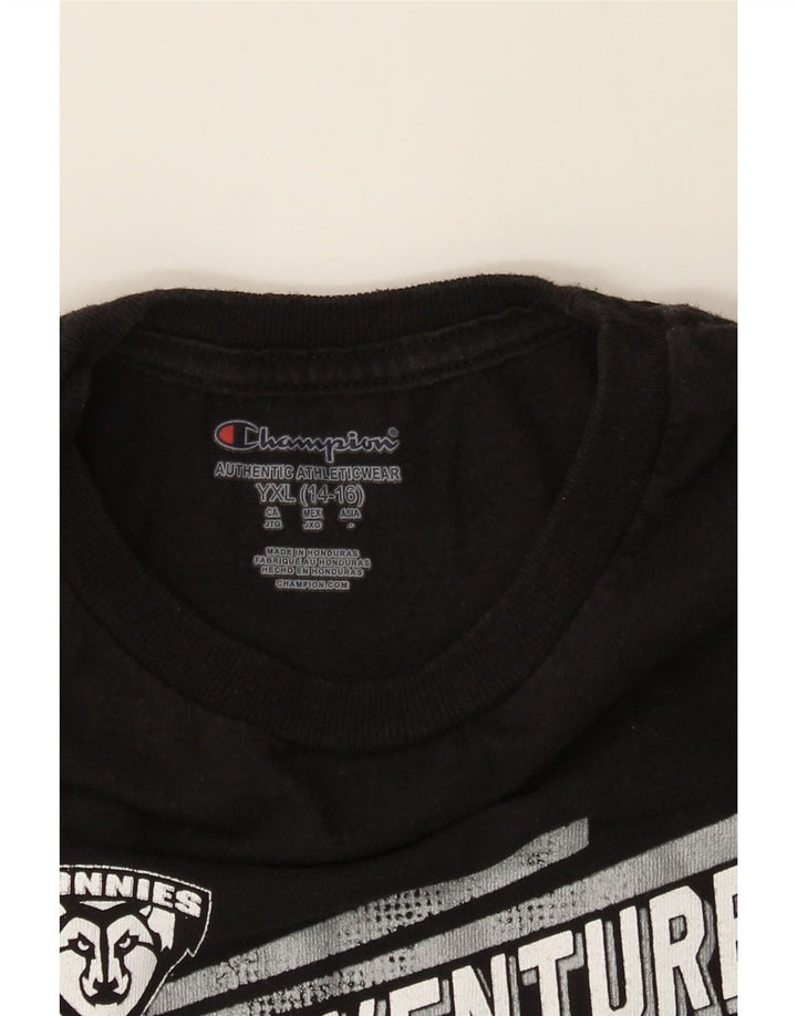CHAMPION Boys Graphic Top Long Sleeve 14-15 Years XL Black Vintage Champion and Second-Hand Champion from Messina Hembry 