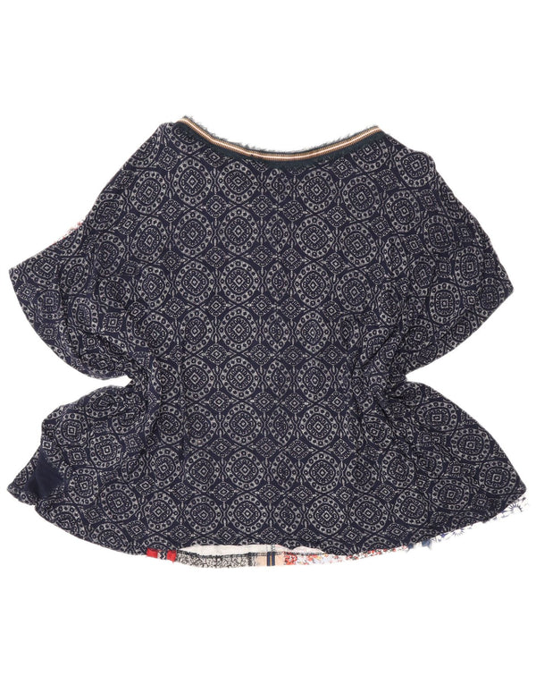 Bluză Desigual pentru femei Poncho Top UK 14 mare bleumarin patchwork boem